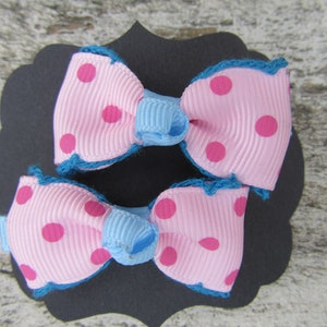 Pink and Blue Polka Dot Hair Slides image 2