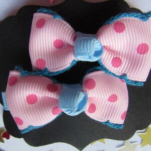 Pink and Blue Polka Dot Hair Slides image 1