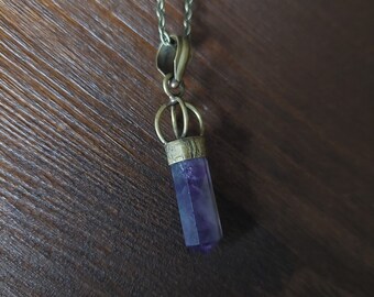 Brass Amethyst gem pendant neckless