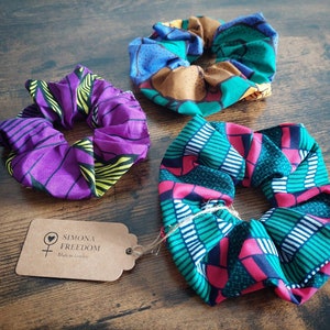 Ankara hair scrunchie bobble pink and green,purple and yellow,multicolour