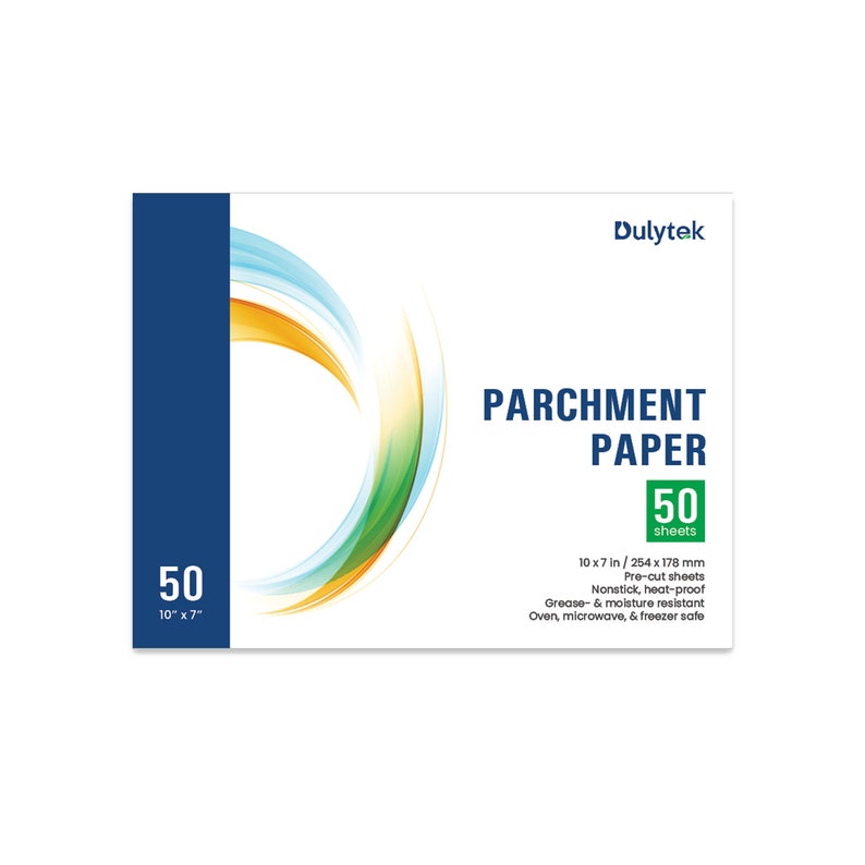 10 x 7 Inches Dulytek 50-Sheet Pre-Cut Parchment Paper Coated on Dual Sides
