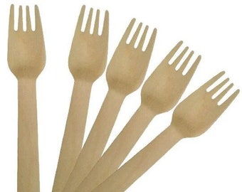 Birchwood Wooden Fork Disposable Plastic Free Sustainable, Replacement For Plastic, Compostable, Biodegradable