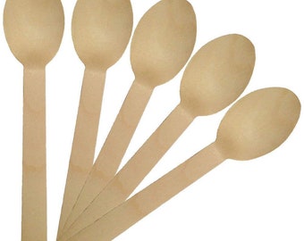 Birchwood Wooden Spoons Disposable Plastic Free Sustainable, Replacement For Plastic, Compostable, Biodegradable