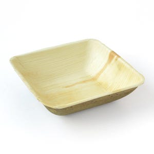 Bamboo Style 5 Inch Square Bowls Palm Leaf Disposable Eco-Friendly, Holds Soups, Icecream, Fruit Salad, and Much More