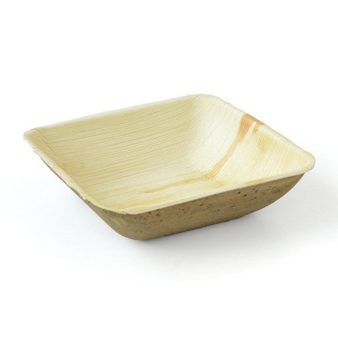Bamboo Style 5 Inch Square Bowls Palm Leaf Disposable Ecofriendly