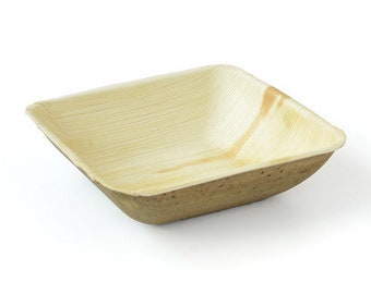 Bamboo Style 5 Inch Square Bowls Palm Leaf Disposable Eco-Friendly, Holds Soups, Icecream, Fruit Salad, and Much More