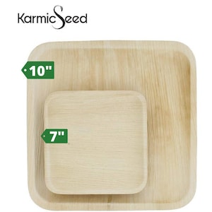 Bamboo Type Combo Pack 10&quot; and 7&quot; Palm Leaf Disposable Plates (50/100/200 plates set) Dinner And Appetizer Sizes