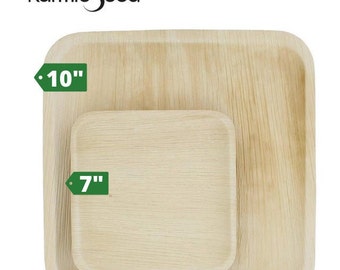 Bamboo Type Combo Pack 10" and 7" Palm Leaf Disposable Plates (50/100/200 plates set) Dinner And Appetizer Sizes