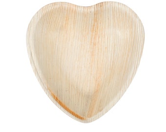 Disposable Palm Leaf Heart Plates 6" Inch (50/100 Pieces) Compostable, Natural, Organic, Plastic-Free (Free US Shipping)