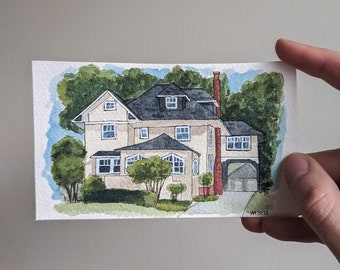 Custom House Portrait, Watercolor House Portrait, Custom House Painting, Realtor Client Gift, Tiny Paintings, Tiny Painting, Tiny Watercolor