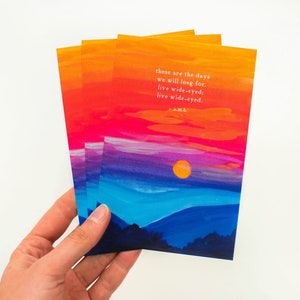 Carte postale aux yeux écarqués en direct, cartes de poèmes, cartes postales peintes, art du poème, impression poétique, poème poétique, poème inspirant, carte postale 4x6 image 1