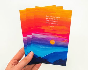 Live Wide-Eyed Postcard, Poem Cards, Painted Postcards, Poem Art, Poetry Print, Poem Print, Poetry Art, Inspirational Poem, 4x6 Postcard