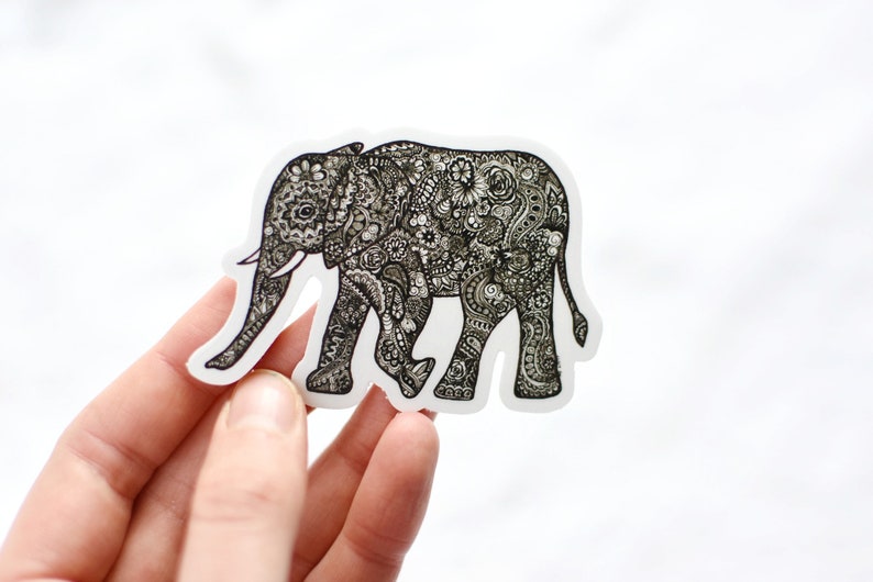 Elephant Vinyl Sticker 3 Vinyl Sticker Elephant image 0