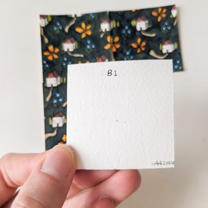 Set of 4 Original Tiny Watercolor Paintings, Tiny Paintings, Mini Paintings, Tiny Painting, Miniature Paintings, Watercolor Puzzle Pattern image 4