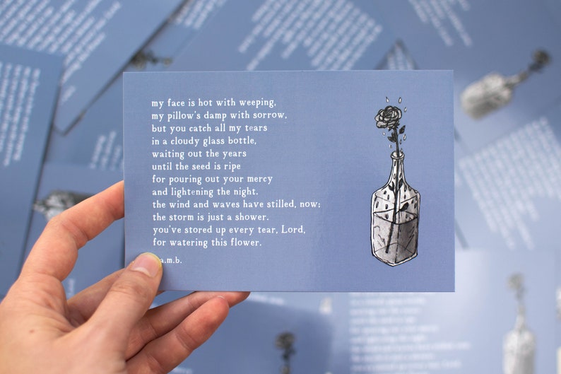 Tears in a Bottle Postcard, Poem Cards, Condolence Card, Grief Card, Poetry Print, Poem Print, Poetry Art, Inspirational Poem, 4x6 Postcard image 2