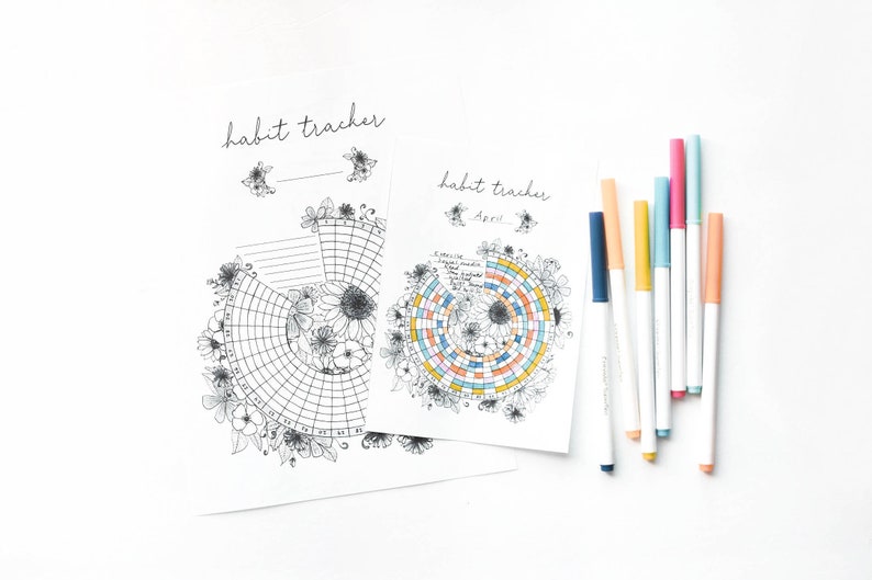 Printable Habit Tracker Bullet Journal Template Circular image 0