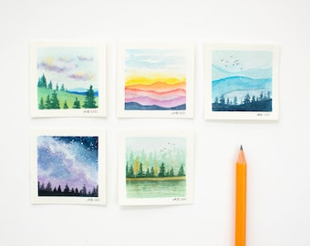 Original Tiny Watercolor Paintings, Tiny Paintings, Mini Paintings, Tiny Painting, Miniature Painting, Miniature Art, Original Watercolor