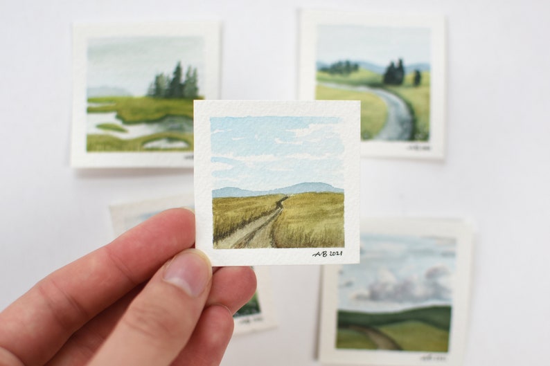 Original Tiny Watercolor Paintings, Tiny Paintings, Mini Paintings, Tiny Painting, Miniature Painting, Miniature Art, Original Watercolor image 3