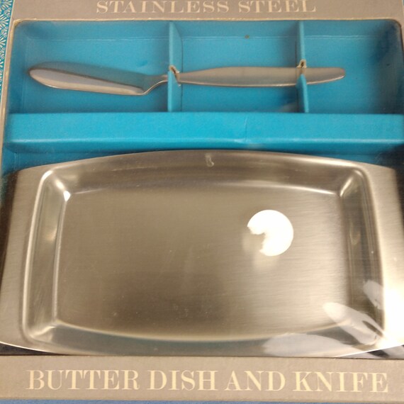 Vintage Stainless Steel Butter Dish and Knife in Original Box Etsy