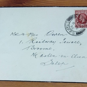 Envelope e carta vintage In Memoriam Edith Lloyd 1933 Clunbury South Shropshire