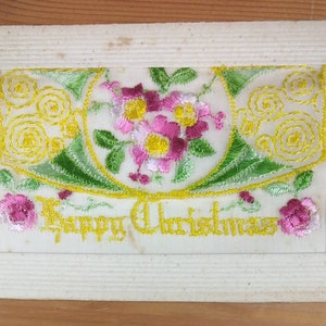 Cartão postal de seda bordado da 1ª Guerra Mundial Feliz Natal (L1C)