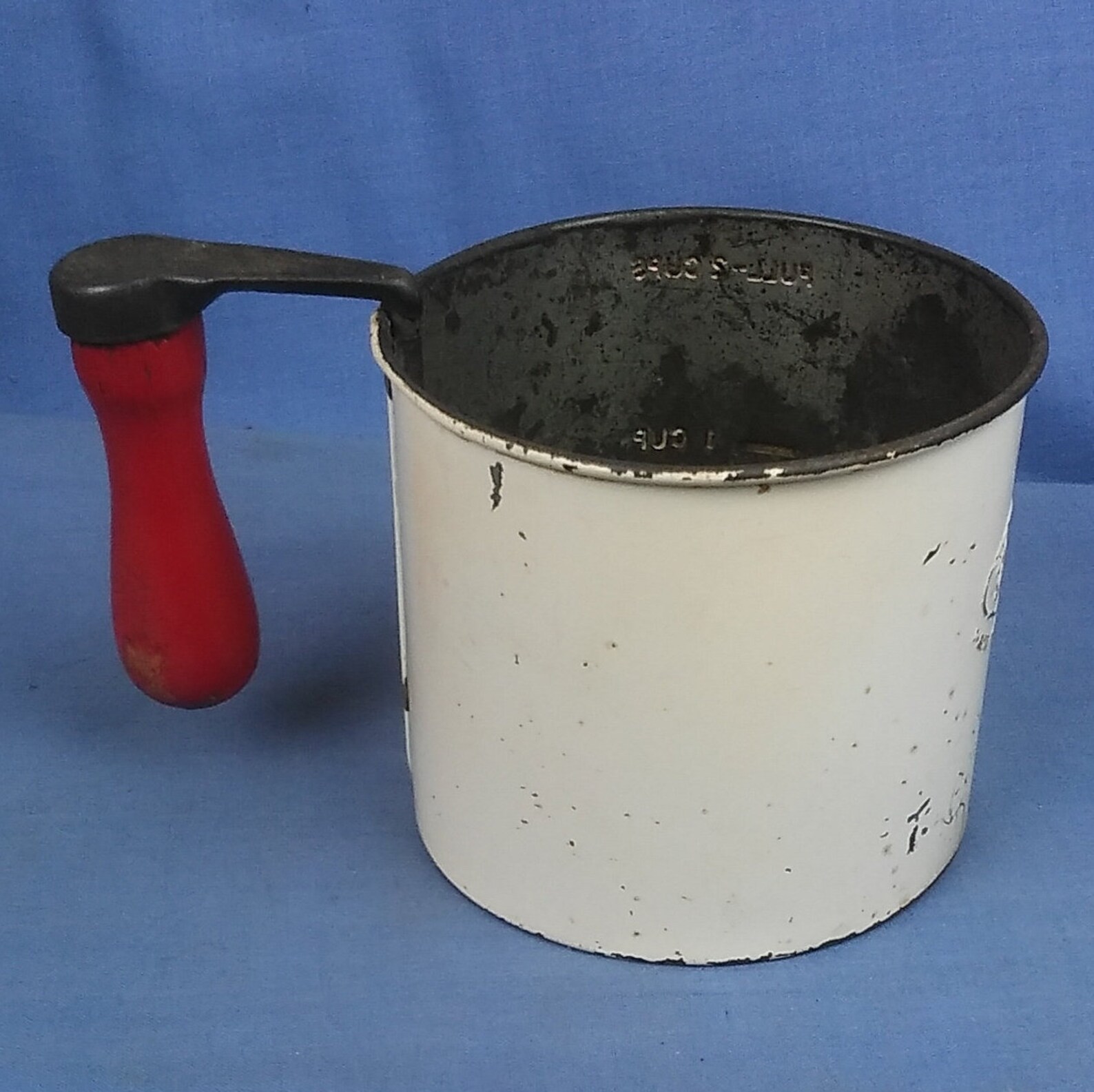 Vintage Tala Enamel 2 Cup Sifter Sieve Wooden Handle E6 Etsy