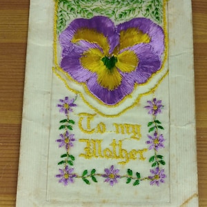 WW1 Bestickte Seidenpostkarte an meine Mutter (D1C)