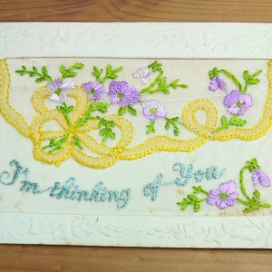 WW1 Bestickte Seidenpostkarte I'm Thinking Of You (L1A)