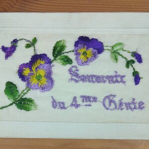 WW1 Bestickte Seide Postkarte Souvenir Du 4ME Genie French Engineers Regiment (L1B)