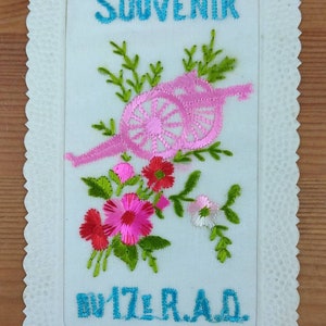 Bestickte Seiden Postkarte Souvenir Du 17 R.A.D französisches R.A.D.