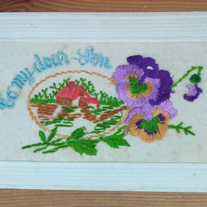 WW1 postal de seda bordada a mi querido hijo casa de campo (L1B)