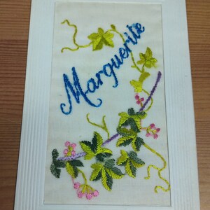 WW1 Bestickte Seidenpostkarte Vorname Marguerite (K1)