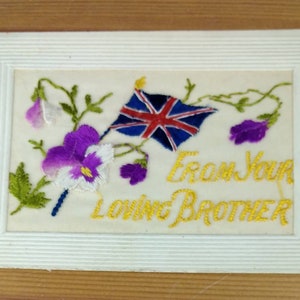 Cartão postal de seda bordado da 1ª Guerra Mundial da bandeira da União do seu amoroso irmão (L1F)
