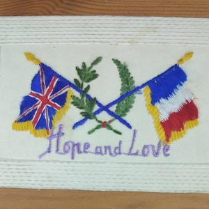 第一次世界大戦の刺繍入りシルクポストカード WT ケーブルセクションの兵士が送った希望と愛 (L1B)
