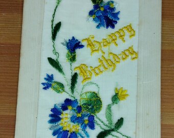 WW1 French Bonne Annee Have A Good Year Hand Painted Silk Postcard