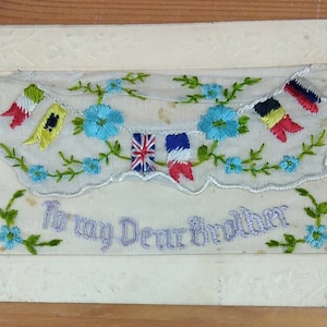 WW1 Bestickte Seidenpostkarte an meinen lieben Bruder (A1C)