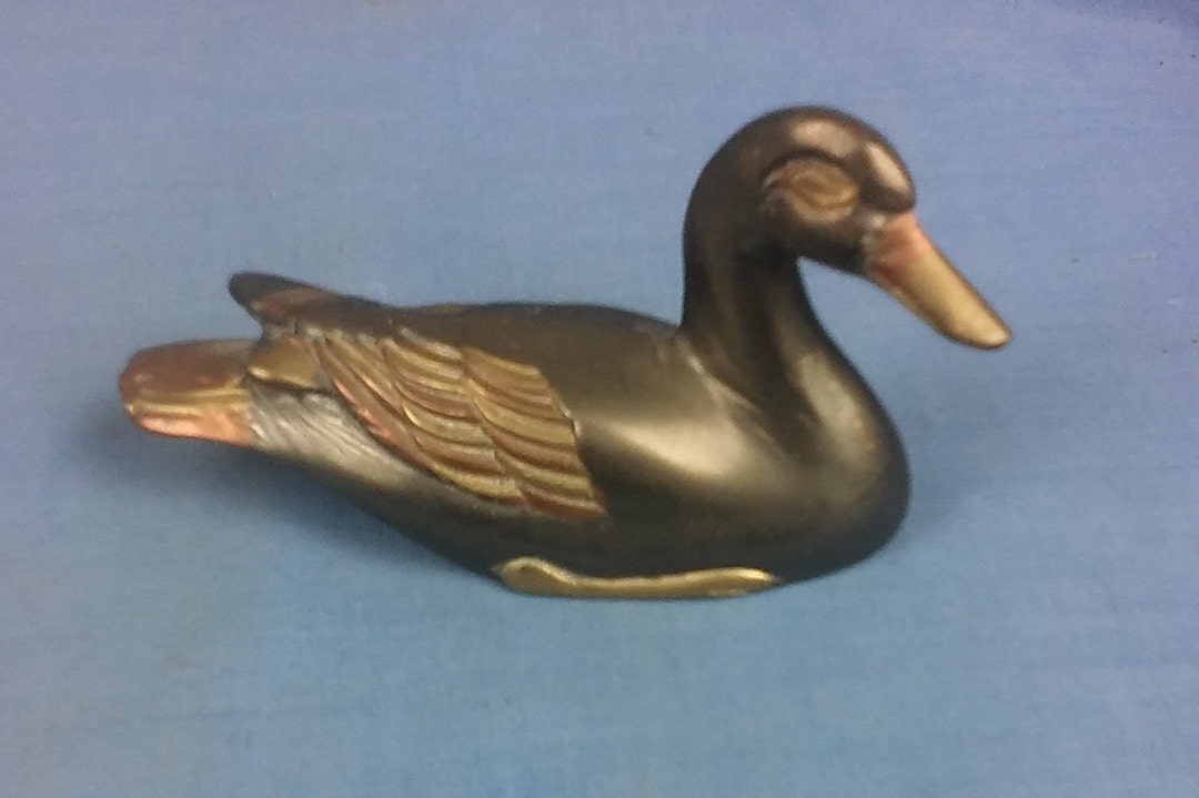 Vintage Brass Duck Figurine With Copper Highlights E3 Etsy