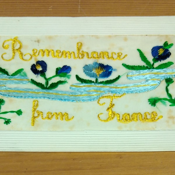 Recuerdo de postal de seda bordada de la Primera Guerra Mundial de Francia Waterlilies (J1E)