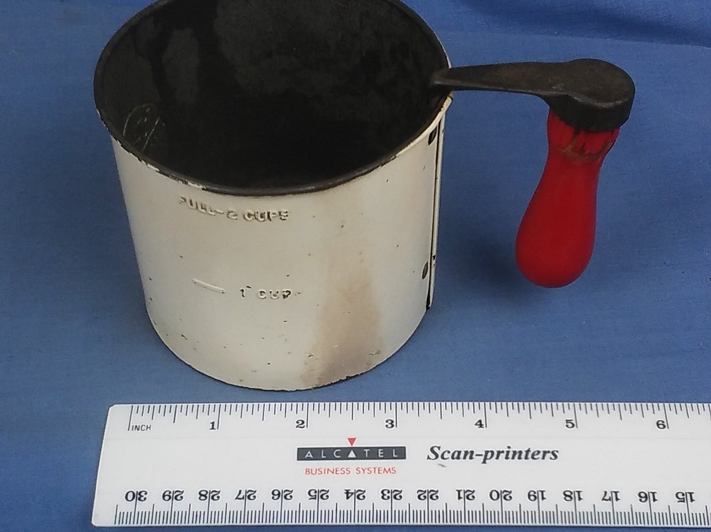 Vintage Tala Enamel 2 Cup Sifter Sieve Wooden Handle E6 Etsy