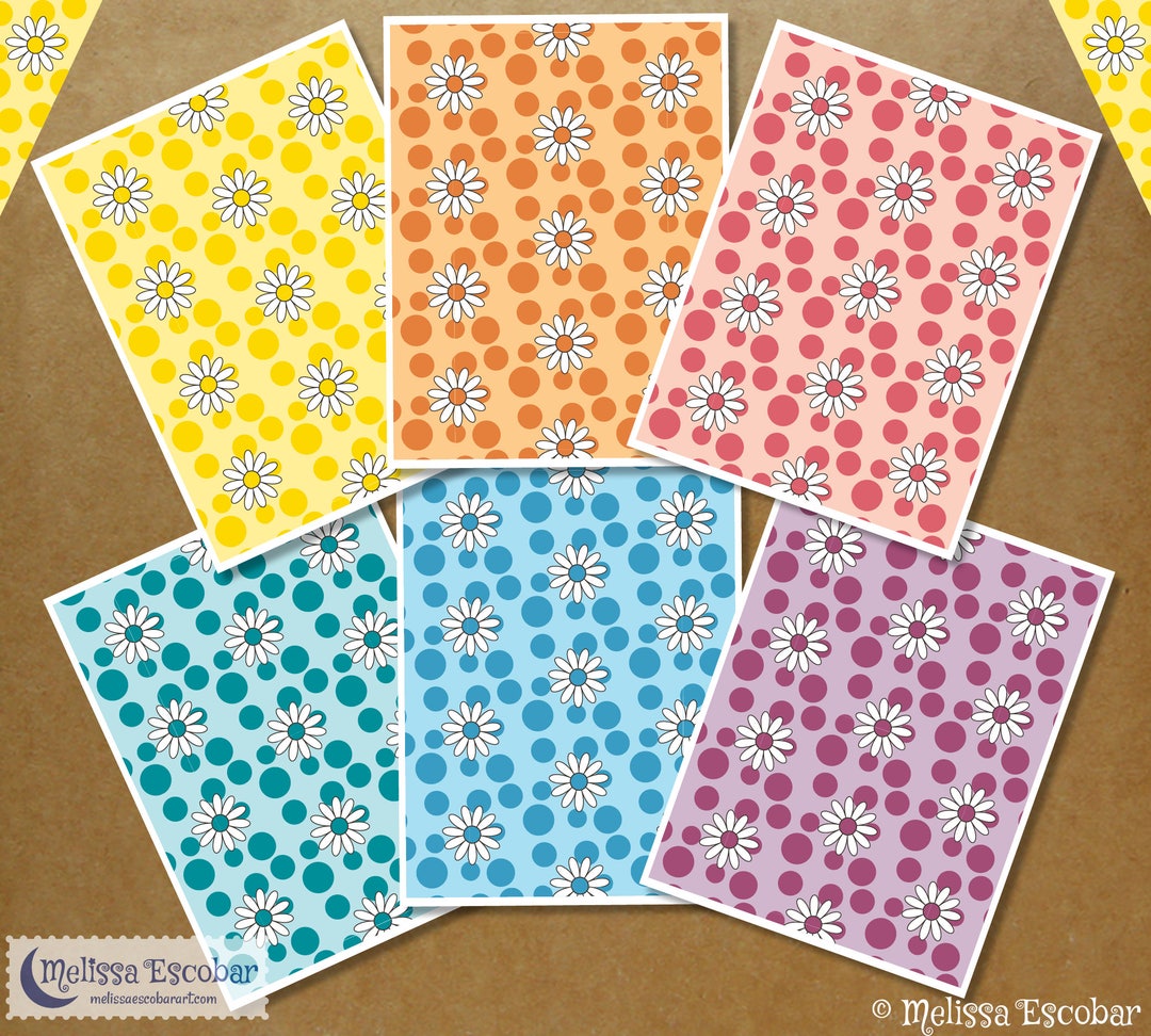 Rainbow Daisy Polka Dot Notecard Card Set of 6 or 12 – Daisies – Blank ...