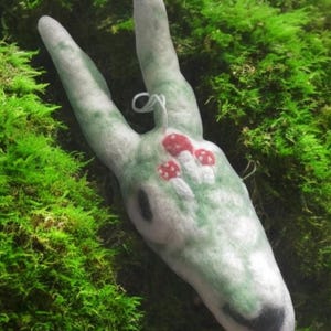 Mushroom & Moss Ram Skull - Handmade Nature-Inspired Wall Art