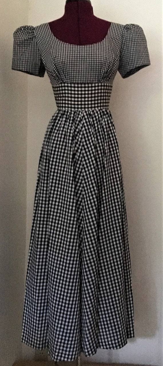 Dress Maxi Short-Sleeved Black And White Gingham P