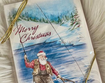Stonehouse Collection Fishing Christmas Card, Pelican And Santa Holiday...