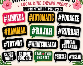 Accesorios para fotomatón en pidgin hawaiano / Frases locales divertidas (descarga digital)