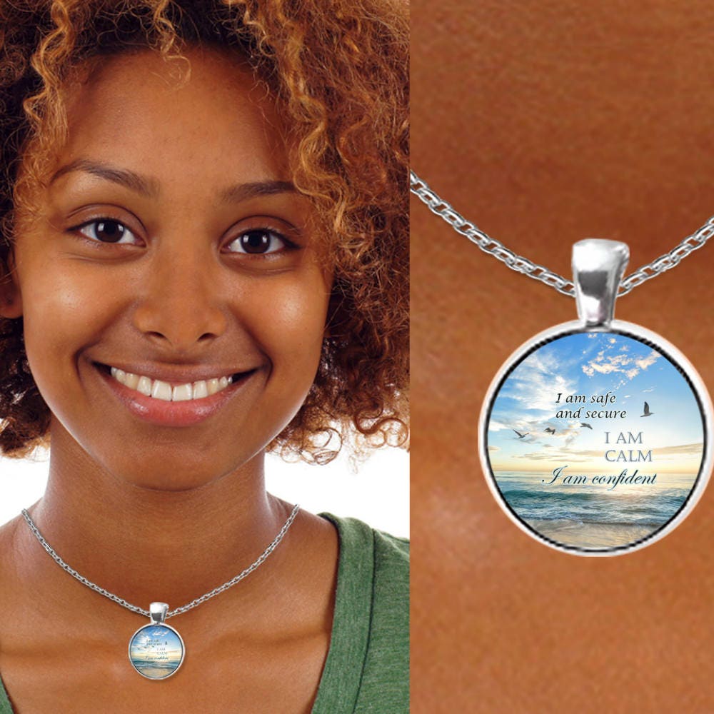 Anxiety Necklace I Am Safe And Secure Anxiety Jewelry With a Etsy