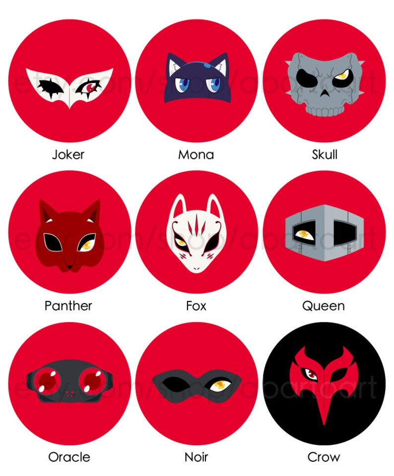 Persona 5 Mask 2.25 Pinback Buttons P5 Persona | Etsy