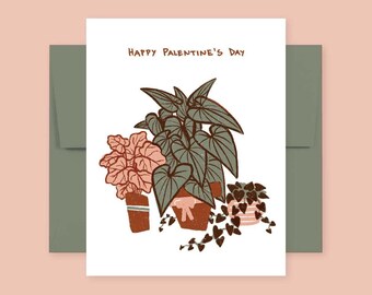 Leafy Love Printable Valentine's Day Card / INSTANT DIGITAL DOWNLOAD / Galentine's Day Card / Palentine's Day Card / print at home / neutral