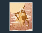 Sun Goddess Print Woman Celestial Clouds Stars Female Strength Wall Art Wall Decor Art Print Drawings and Illustrations