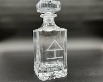 Cattle Brand Whiskey Decanter | Engraved Glass Gift for Rancher, Gift for Farmer | Ranch Brand Engraved Crystal Decanter | Cattle Brand Gift