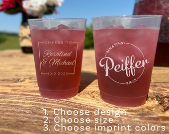 Personalized Frosted Wedding Cups, Shatterproof Party Favors (12oz or 16oz)